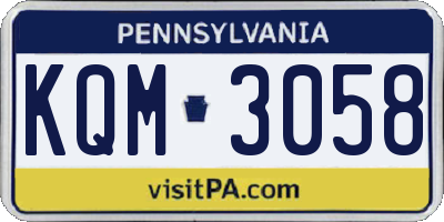 PA license plate KQM3058