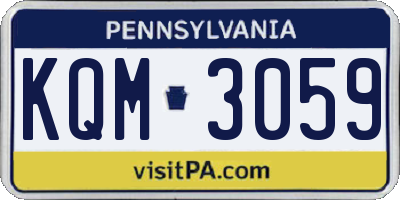 PA license plate KQM3059
