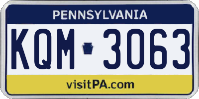 PA license plate KQM3063