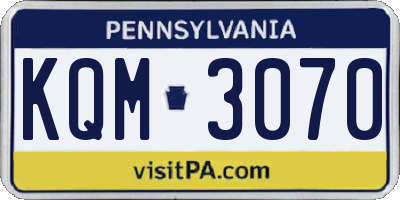 PA license plate KQM3070