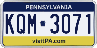 PA license plate KQM3071