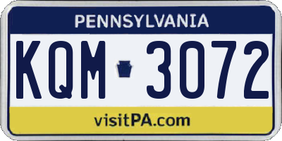 PA license plate KQM3072