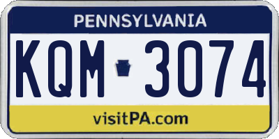 PA license plate KQM3074