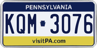 PA license plate KQM3076