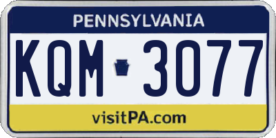 PA license plate KQM3077