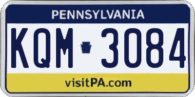 PA license plate KQM3084
