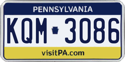 PA license plate KQM3086