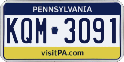 PA license plate KQM3091