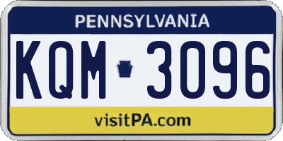 PA license plate KQM3096