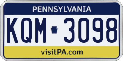 PA license plate KQM3098
