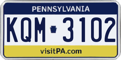 PA license plate KQM3102