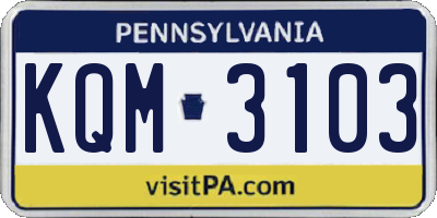 PA license plate KQM3103
