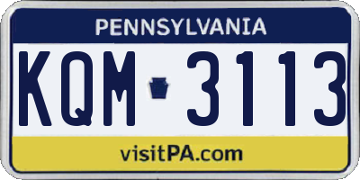 PA license plate KQM3113