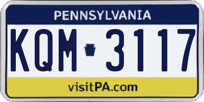 PA license plate KQM3117