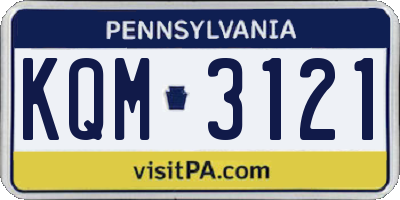 PA license plate KQM3121