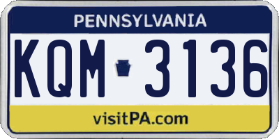 PA license plate KQM3136