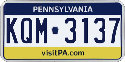 PA license plate KQM3137