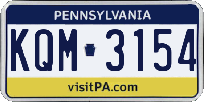 PA license plate KQM3154
