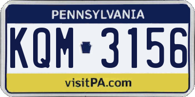 PA license plate KQM3156