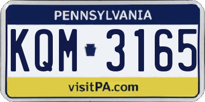 PA license plate KQM3165