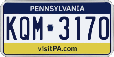 PA license plate KQM3170