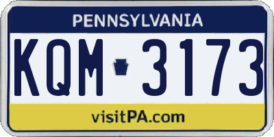 PA license plate KQM3173