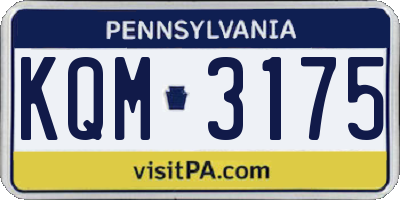 PA license plate KQM3175