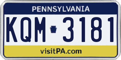 PA license plate KQM3181