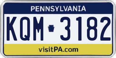 PA license plate KQM3182