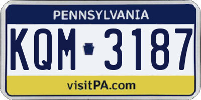 PA license plate KQM3187