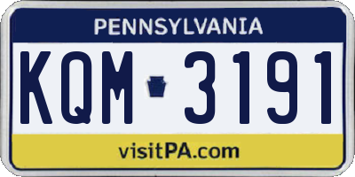 PA license plate KQM3191