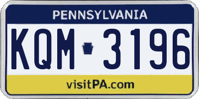 PA license plate KQM3196
