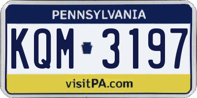 PA license plate KQM3197