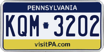 PA license plate KQM3202