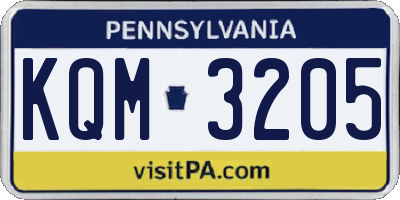 PA license plate KQM3205