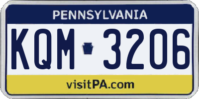 PA license plate KQM3206
