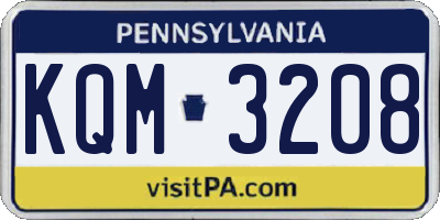 PA license plate KQM3208