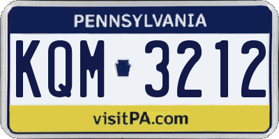 PA license plate KQM3212