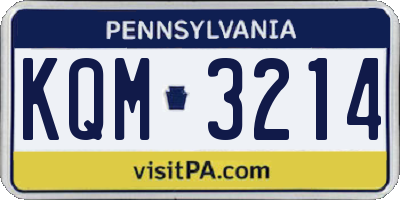 PA license plate KQM3214