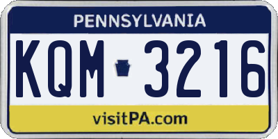 PA license plate KQM3216
