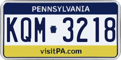 PA license plate KQM3218