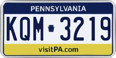PA license plate KQM3219