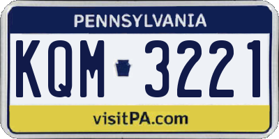 PA license plate KQM3221