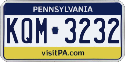 PA license plate KQM3232