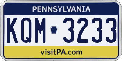 PA license plate KQM3233