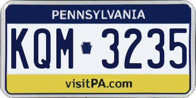 PA license plate KQM3235