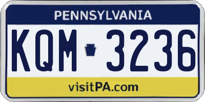 PA license plate KQM3236