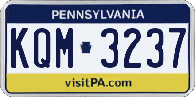 PA license plate KQM3237