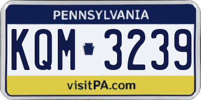 PA license plate KQM3239