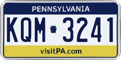 PA license plate KQM3241